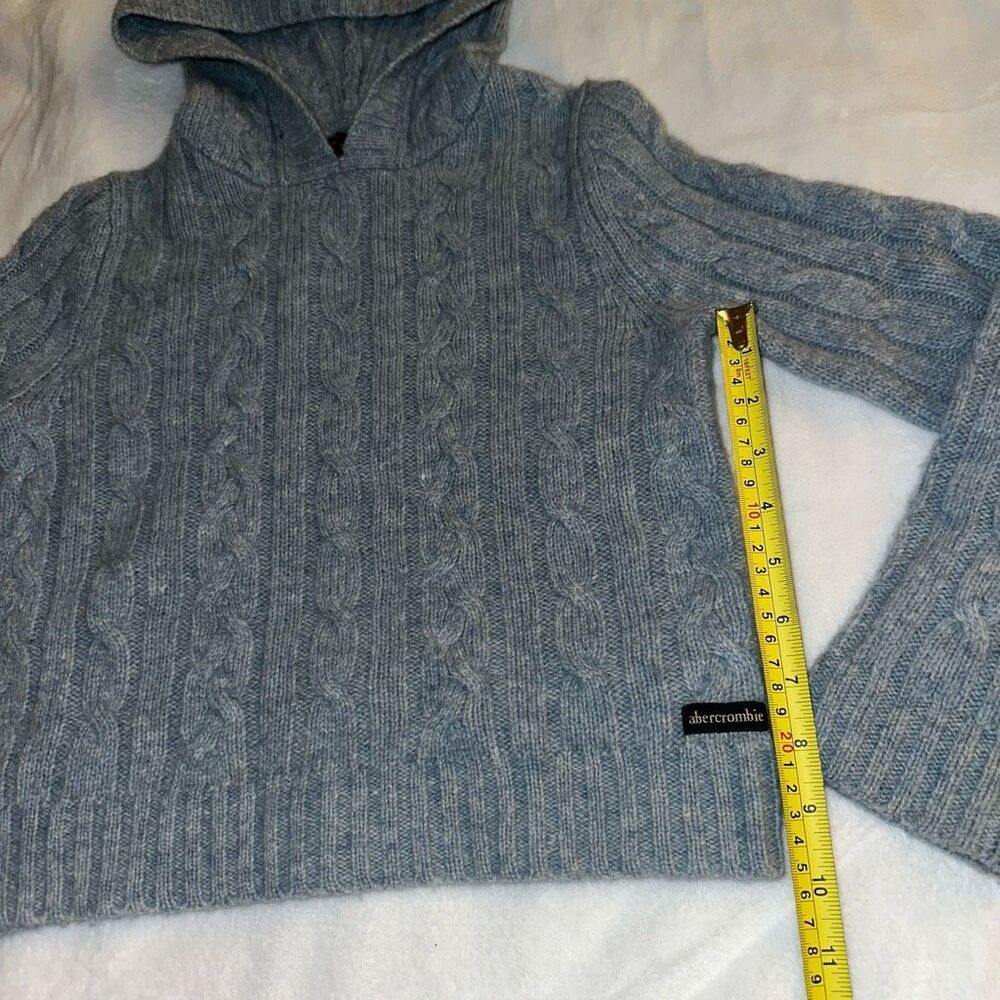Abercrombie Kids 100% Wool Hooded Sweater Blue Gray Small Gently Worn - Picture 7 of 12
